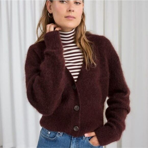 & Other Stories Sweaters - & Other Stories Brown Button-Up Mohair Blend Cardigan